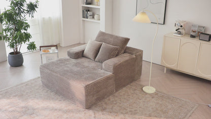 63"x47" Modern Sofa Bed Lounger – No Assembly, Black Corduroy