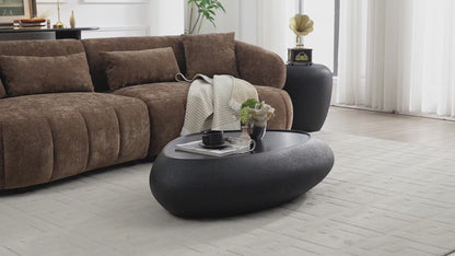 Fiberglass Oval Coffee Table - Matte Rock Finish, No Assembly