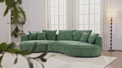 Oversized Curved Sectional Sofa with Left & Right Facing Chaise - Green