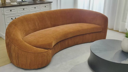 Modern Curved 4-Seat Sofa, Upholstered Fabric, No Assembly Needed