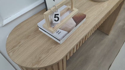 59.05" Modern Console Table with Drawer & Vertical Stripe Design