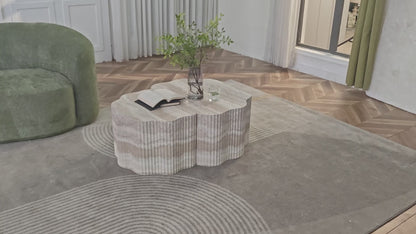 39.61" Pet House Travertine 2-Piece Round Coffee Table Set – No Assembly