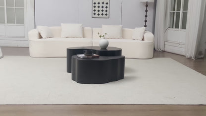 Unique Shape MDF Nesting Table Set of 2 - No Assembly, Black