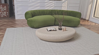 53.35" Elliptical Fiberglass Coffee Table – Matte Rock Texture, No Assembly
