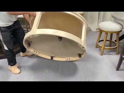 40-Inch Curved 2-Tier Round Wooden Coffee Table with Wheels, Mid-Century Rustic Style