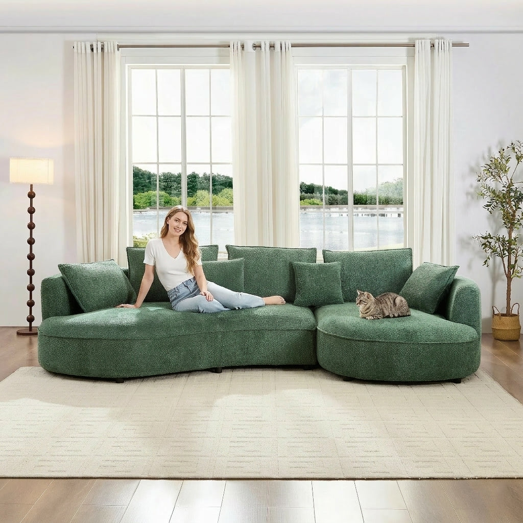 125" Arc Island Oversized Curved Sectional Sofa with Left/Right Facing Chaise Green