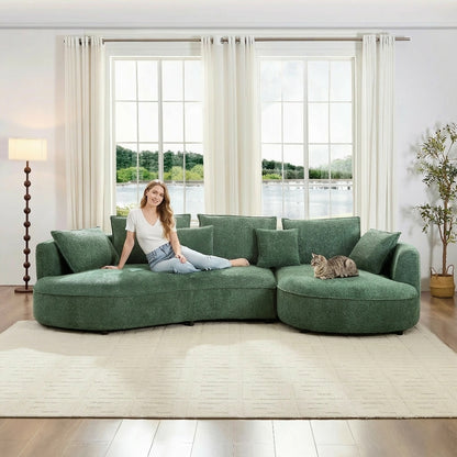 125" Arc Island Oversized Curved Sectional Sofa with Left/Right Facing Chaise Green