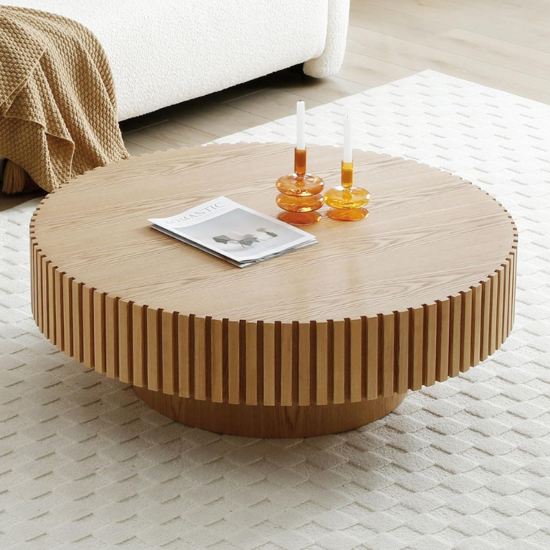 Modern Drum Coffee Table for Living Room Center Table