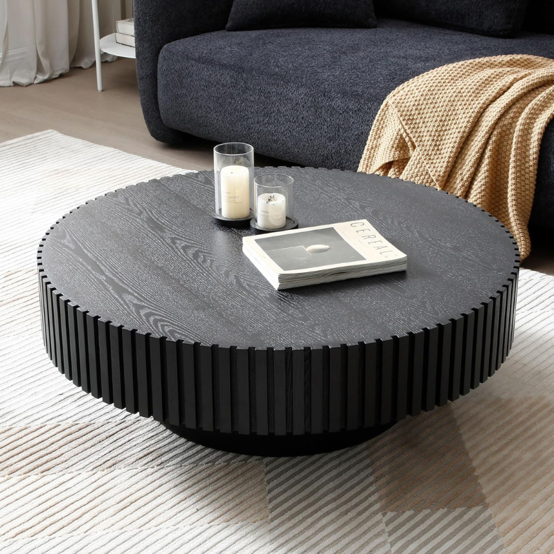 Modern Drum Coffee Table for Living Room Center Table