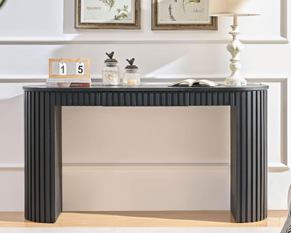 59.05" Modern Console Table with Drawer & Vertical Stripe Design