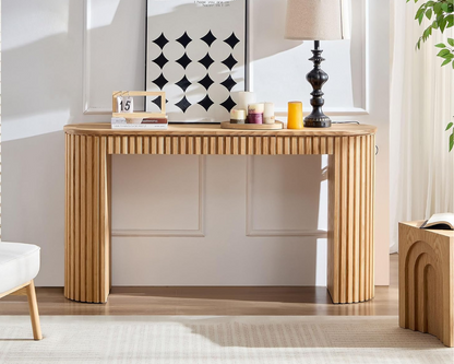 59.05" Modern Console Table with Drawer & Vertical Stripe Design