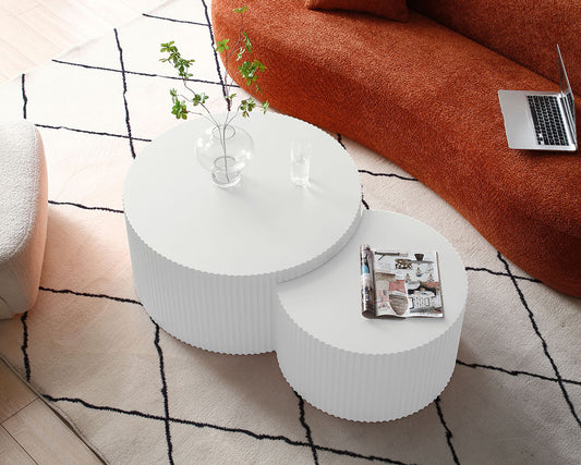 Nesting table set of 2 Round and Half Moon Shapes,No Need Assembly